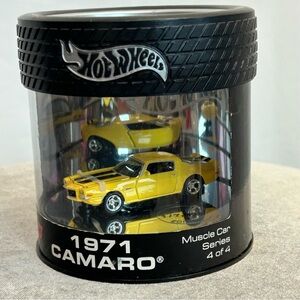 Hot Wheels yellow 1971 Camaro from the "Muscle Car Series” die-cast collectible